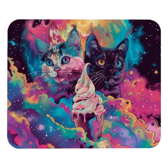 PhooArto Comfortable Mouse Pad Colorful Cat Ice Cream Galaxy Desktop Mousepad , 21 x 25 cm Mouse Mat, Non-Slip Rubber Base, Improves Speed and Precision