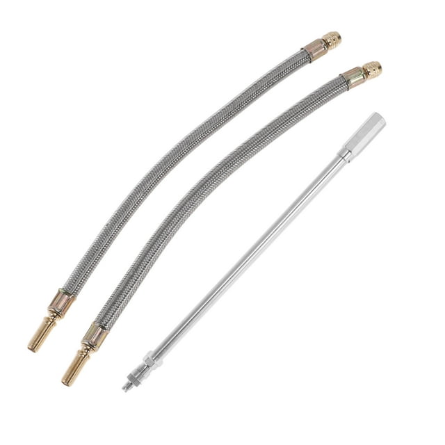 1 Set de Extensión de Válvula de Neumático de Cobre de 180 Grados con Extensión de Vástago de Válvula de Neumático de Acero Inoxidable de 300 mm para Coche, Motocicleta, RV, Camión, Bicicleta