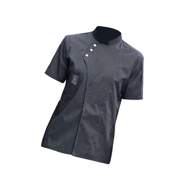 Hi,Fancy Chef Jacket Short Sleeve Cooking Clothes Simple Chef Coat for Restaurant Gray M