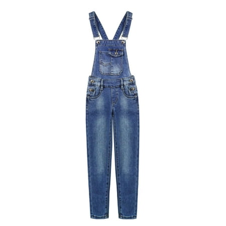 

KIDSCOOL SPACE Boy Girl Overall Large Pockets Soft Washed denim Jumpsuit Blue 6-7 Years