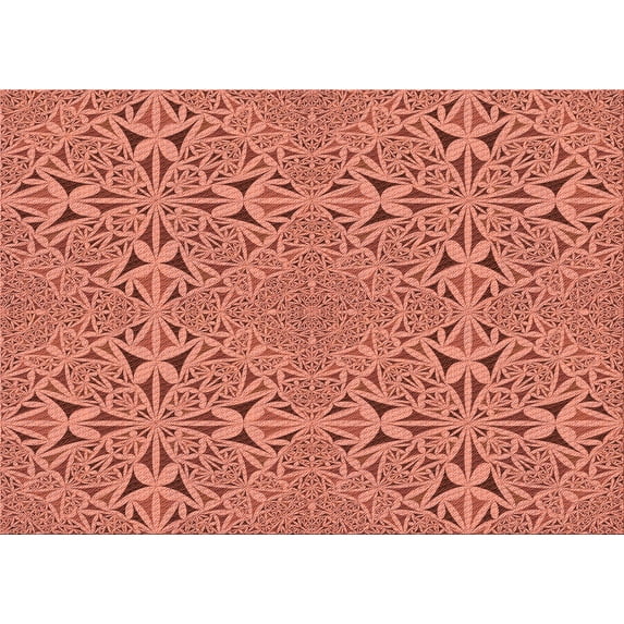 Ahgly Company Machine Washable Indoor Rectangle Transitional Orange Area Rugs, 5' x 7'