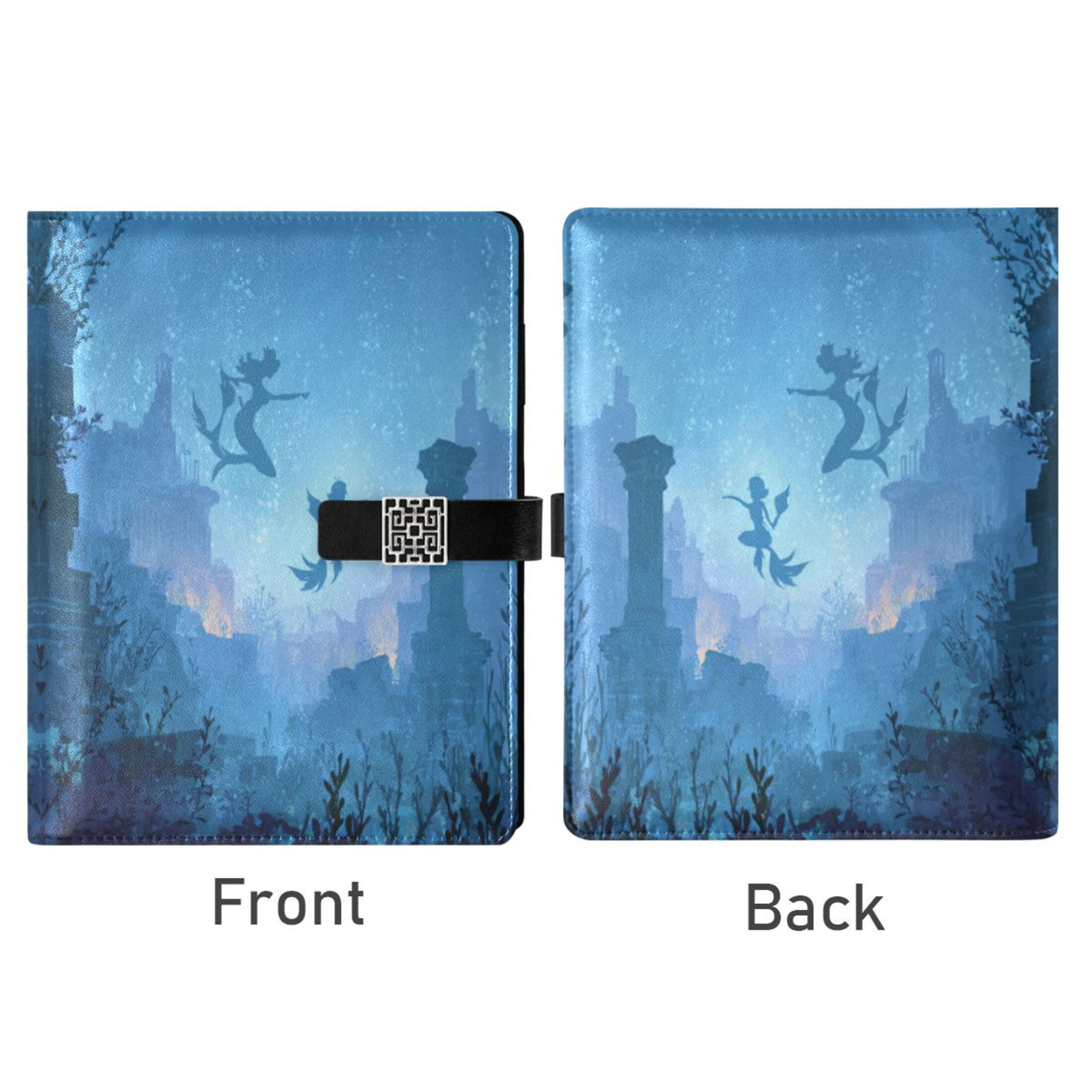Leather Planner Leather Notebook Notebook Journal Binder Design Pen Pocket Design Convenient for Storage Underwater Mermaid Silhouette