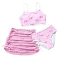 thumbnail image 2 of FASHOFT Girls Swimsuit Bow Print Spaghetti Strap Bathing Suit with Mesh Skirt Two Piece Swimsuits For Beach Pool Swimwear Pink 7-8 Years, 2 of 4