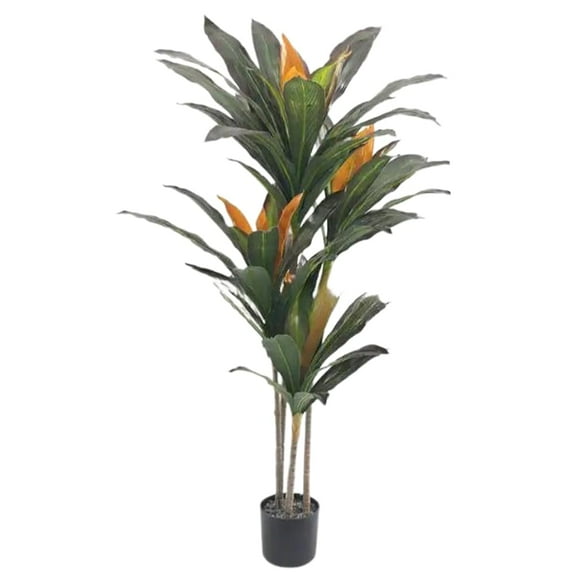 Garvee 145cm/4.8ft Artificial Dracaena Plant Indoor Fake Tree, Tall Fake Floor Plants with White Planter, Artificial Yucca Tree