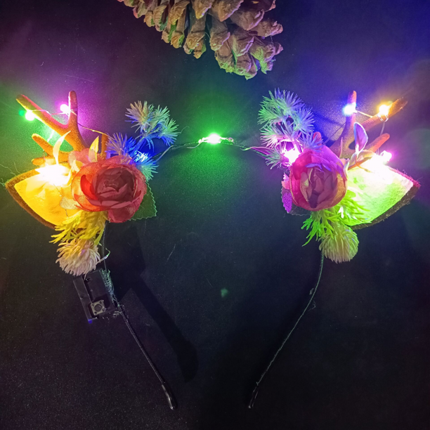 TIMPCV LED Flower Light up Antlers Headbands Glowing Headband Christmas
