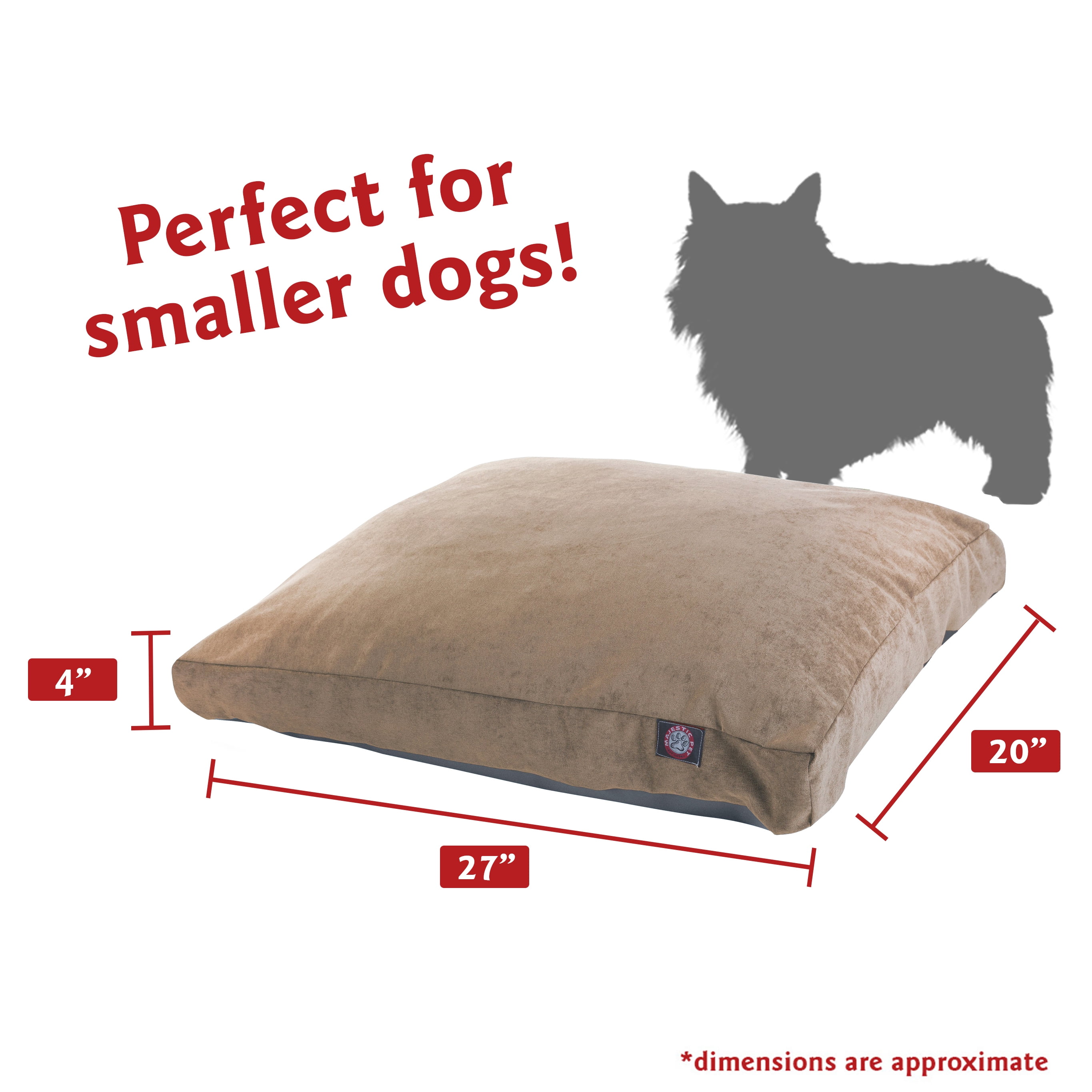 Majestic Pet | Villa Velvet Rectangle Pet Bed For Dogs, Removable Cover, Pearl, Small