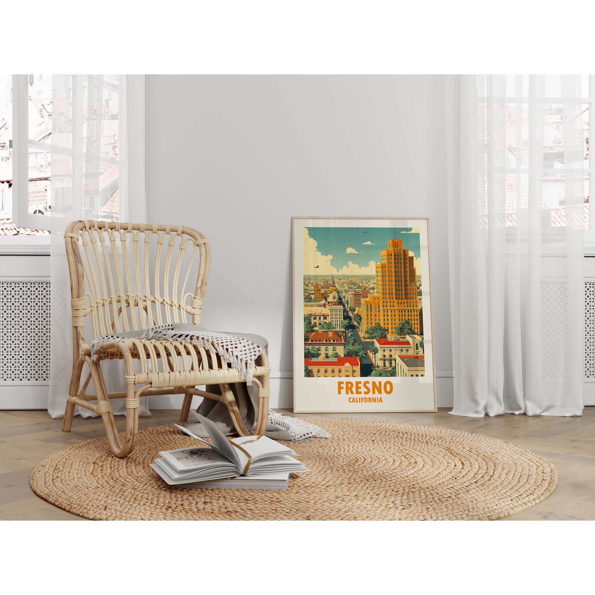 Fresno Travel Poster - California Wall Art Wanderlust Decor Or Art Print Home Decor Office Wall Art