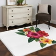 thumbnail image 4 of Area Rugs for Living Room 4x6 Ft, Pink Red Yellow Hibiscus Non Slip Area Rugs for Kitchen Bedroom Entryway, Farmhouse Tropical Floral Washable Carpet Runner Rug Floor Mats for Bedroom Home Decor, 4 of 9