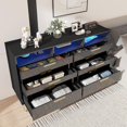 thumbnail image 2 of ChVans Black Dresser with LED Lights for Bedroom, Modern Wood Dresser with Wide Drawers and Metal Handles, 6 drawer dresser for Bedroom, Living Room, Hallway, 2 of 6