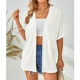 thumbnail image 2 of Pompotops Womens Spring And Summer Short SleevesＶ-NeckSolid Color Casual Cardigan Solid Color Cover Up Clearance, 2 of 7