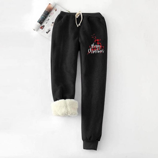 Qertyioot 2024 Nouvel An Réinitialisation Mode Décontractée Imprimée Span Taille Haute Garde au Chaud Pantalon Long Leggings
