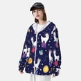 thumbnail image 3 of Kdxio Lama in Space Print Women Men Sun Protection UPF 50+ Jackets Zip Up Long Sleeve Hoodie Hiking Lightweight with Pockets, 3 of 7