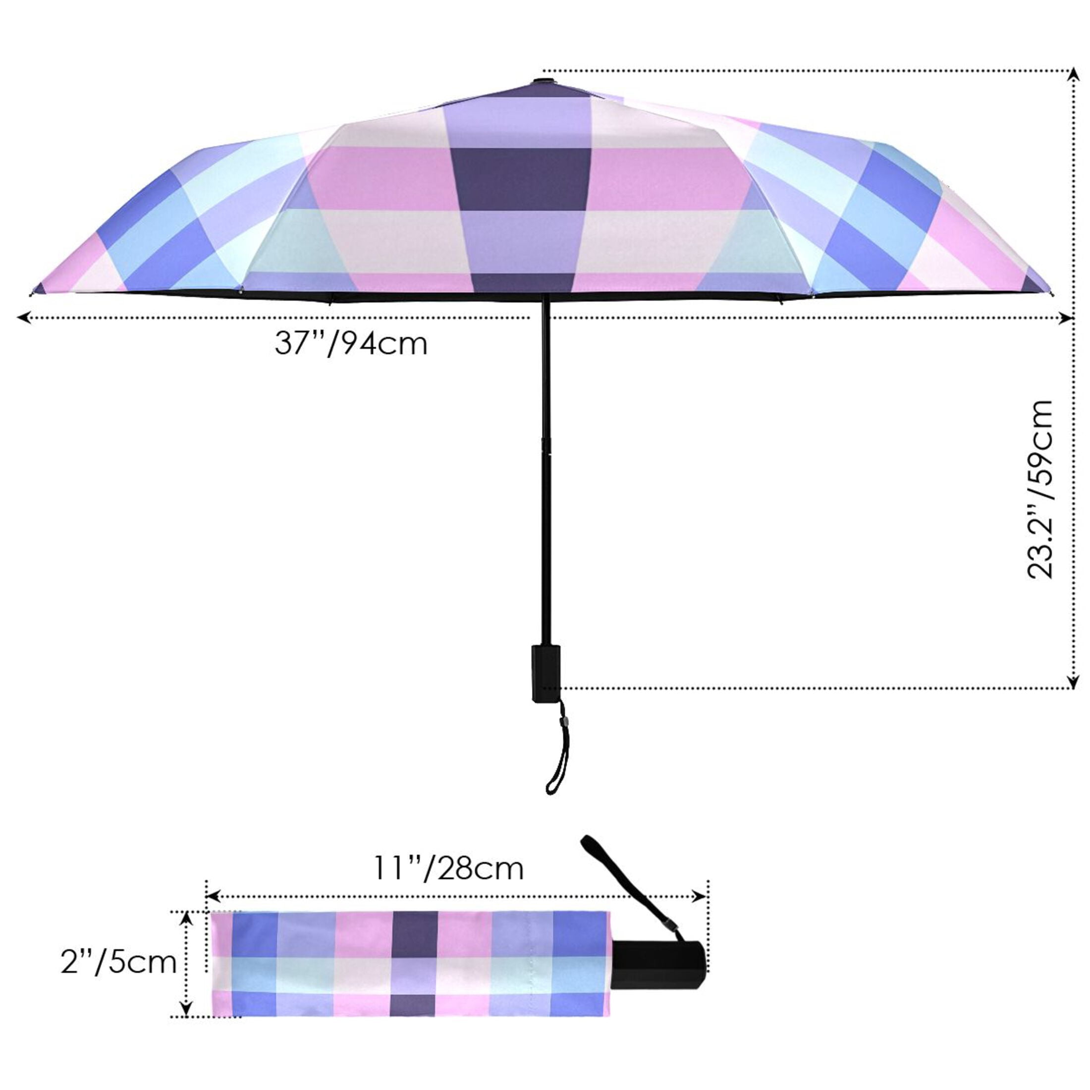 ALAZA Checkered Plaid-a5 UPF 50+ Compact Folding Umbrella for Rain Travel Umbrella Packable