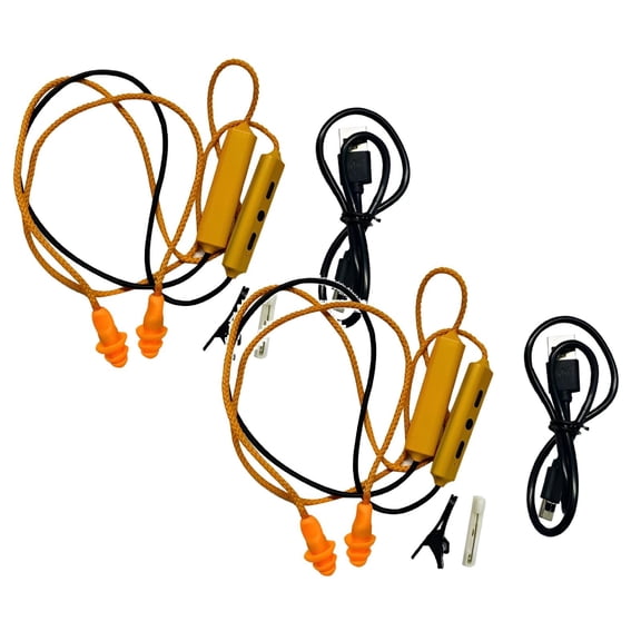 2 Pcs Bluetooth Earplug Headphones Noise Reduction in Ear Earphones with Mic and Controls Neckband Wireless Earbuds Ear Plugs with 20 Hours Battery for Meeting Travel Daily Commuting, 39.37", Yellow