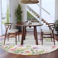 thumbnail image 3 of Pink Purple Flower Round Area Rug 8Ft Washable Large Circle Rugs for Living Room Dorm, Spring Farmhouse Floral Leaf Wood Grain Non-Slip Carpet Floor Mats Indoor Outdoor Carpet Runner Home Decor, 3 of 8