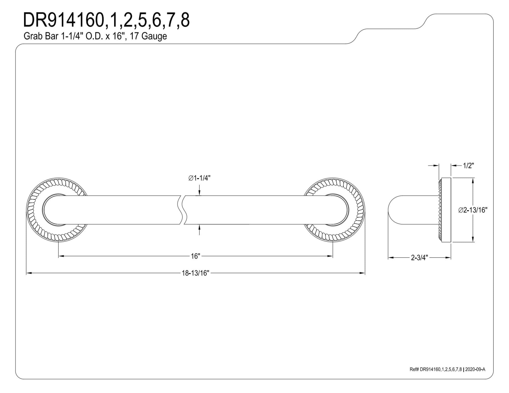 Kingston Brass DR914167 Camelon 16" x 1-1/4" O.D. Brass Decorative Grab Bar, Brushed Brass