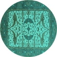 thumbnail image 1 of Ahgly Company Indoor Round Oriental Turquoise Blue Industrial Area Rugs, 4' Round, 1 of 4
