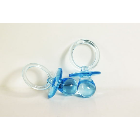 2-1/2" Mini Clear Pacifiers Baby Shower Game Party Decoration Favors (Blue, 12pcs)