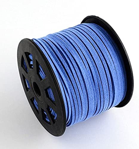 BeadsTreasure Midnight Blue Suede Cord Lace Leather Cord For Jewelry Making 3x1.5 mm-20 Feet. 