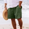 thumbnail image 2 of Amzcrzy Men's Shorts with Pockets Drawstring Waist Above Knee Summer Shorts for Men Casual Loose Solid Color Outdoor Plus Size Shorts Comfy Side Slit Button Linen Shorts Green 3XL, 2 of 7