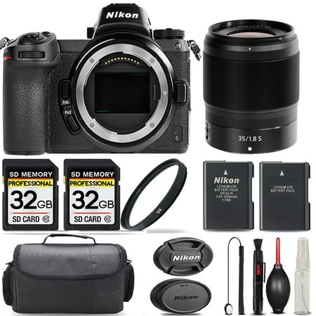Image of Nikon Z6 Mirrorless with 35mm f/1.8 S Lens + 64GB Storage + UV Filter + Extra Backup Battery + Case + Cleaning Kit - International Version