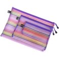 thumbnail image 2 of Nylon Mesh Zipper File Storage Bags Rainbow Stripes Pouch Bag,3Pcs, 2 of 8