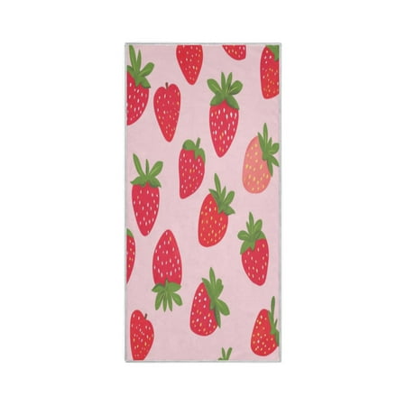 Quick-Drying Towel 30 x 15 Inch Yoga Towels Bath Towels Hand Bath Towels Sport Towel Water Absorption Light Easy to Store and Carry Pink Strawberry1