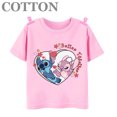 thumbnail image 3 of Camiseta de algodón con cuello redondo y manga corta para niños y bebés, diseño de dibujos animados de Disney Stitch, anime, moda de verano, 3 of 5