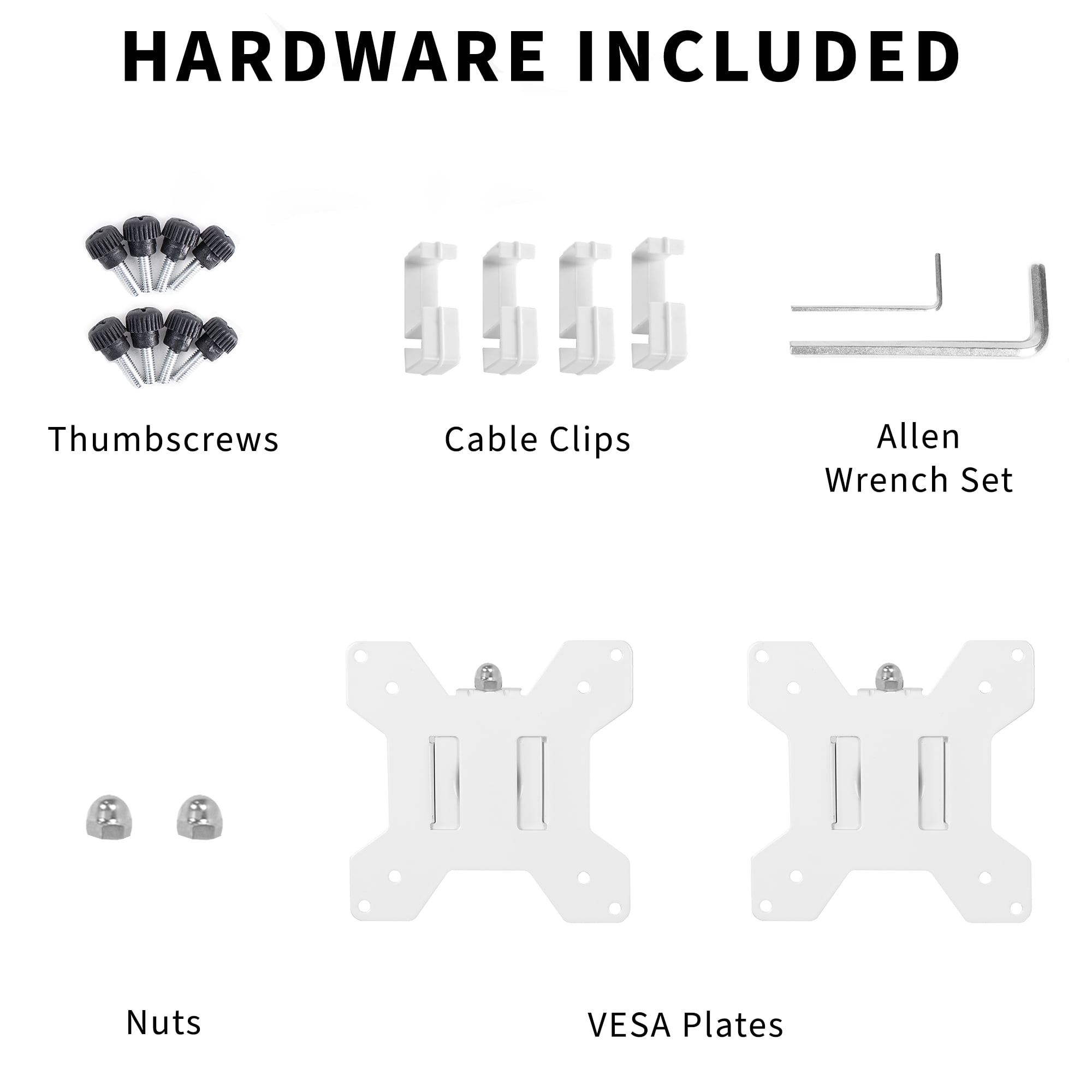 VIVO White Fully Adjustable Dual Monitor Arm for Desk Mount Stand
