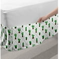 thumbnail image 2 of Botanical Bed Skirt, Repetitive Cactus Plants in Pot Dashed Lines Diagonal Squares Check, Elastic Bedskirt Dust Ruffle Wrap Around for Bedding Decor, 4 Sizes, Fern Green Brown White, by Ambesonne, 2 of 2