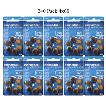 Renata Size 675 0% Mercury Hearing Aid Batteries with Blue Tab Pack of 240