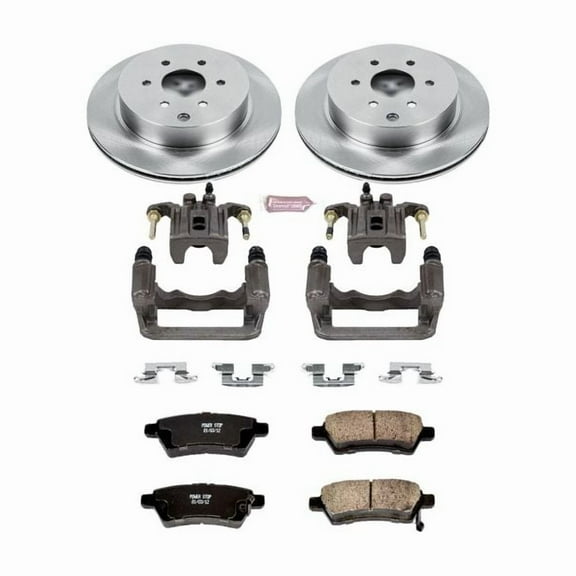 PowerStop Rear Stock Replacement Brake Pad and Rotor Kit with Calipers Fits: NISSAN Select Models KCOE147