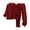 A-Brick Red, variant on Pajamas Set for Women Flanne Wool Solid Color Long Sleeve Tops and Pants Clothes Suit