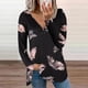 thumbnail image 2 of Camisas Para Mujer Camisetas de Gran Tamaño Manga Larga Casual Moda Cuello en V Flores Estampadas Fuera Del Hombro Blusa Superior Odeerbi ODB135757, 2 of 5