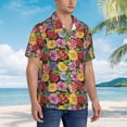 thumbnail image 3 of Honeii Daisies Flowers Print Men’s Hawaiian Shirt,Classic Button-Down Short Sleeve Shirt, for Beach, Vacation, and Outdoor Activities,Medium, 3 of 7
