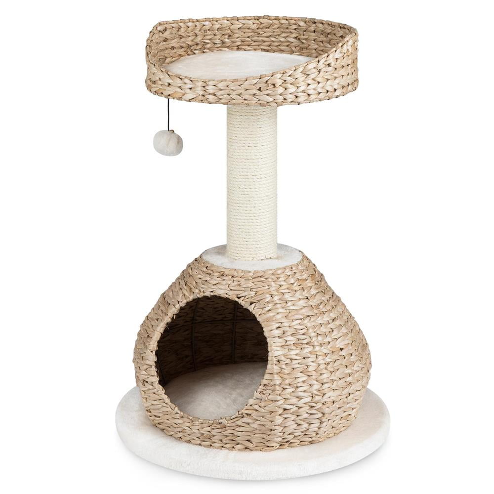Topcobe 28" Hand-Made Cat Tree Tower w/Jump Platform, Cat Condo, Cat Towers for Indoor Cats-White