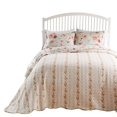 thumbnail image 3 of Juego de ropa de cama Benzara Queen, colcha de algodón de 3 piezas, color azul rosa, 3 of 6