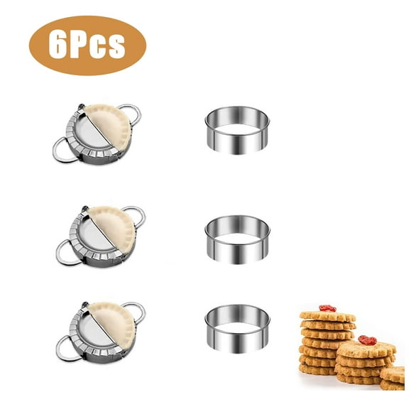 3Pcs Dumplings Maker with 3 Pieces Dumpling Skin Mold, Empanada Press Pie Mold Chinese Dumpling Pierogi Cutter Wrappers Pastry Making Tools, Silver
