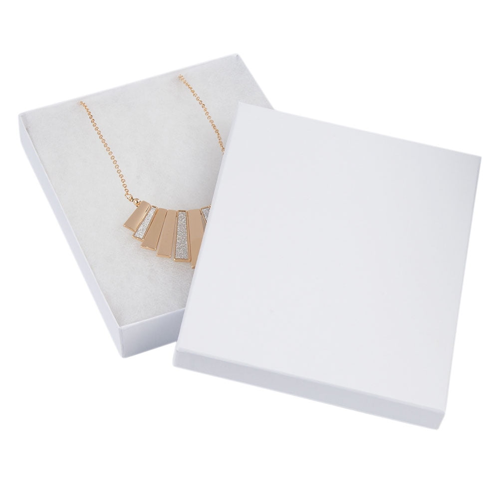 x ½ x inch White Embossed Cotton Filled Jewelry Boxes 100 Pack  Two Piece Box with Removable Poly/Cotton Fill Perfect Choice For Jewelry  Sets
