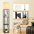 thumbnail image 5 of LISUNAR Floor Lamp with Shelves，3-Tier Modern Shelf Floor Lamp with Dimmable LED Bulb，White Fabric Shade，Wood Tall Corner Display Standing Lamp for Living Room, Bedroom and Office Decor - Black, 5 of 8