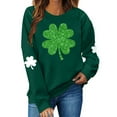 thumbnail image 2 of St Patrick's Day Sweatshirt Women Shamrock Sequin Pullover Lucky Clover Hoodie Holiday Long Sleeve Tops Green M, 2 of 5