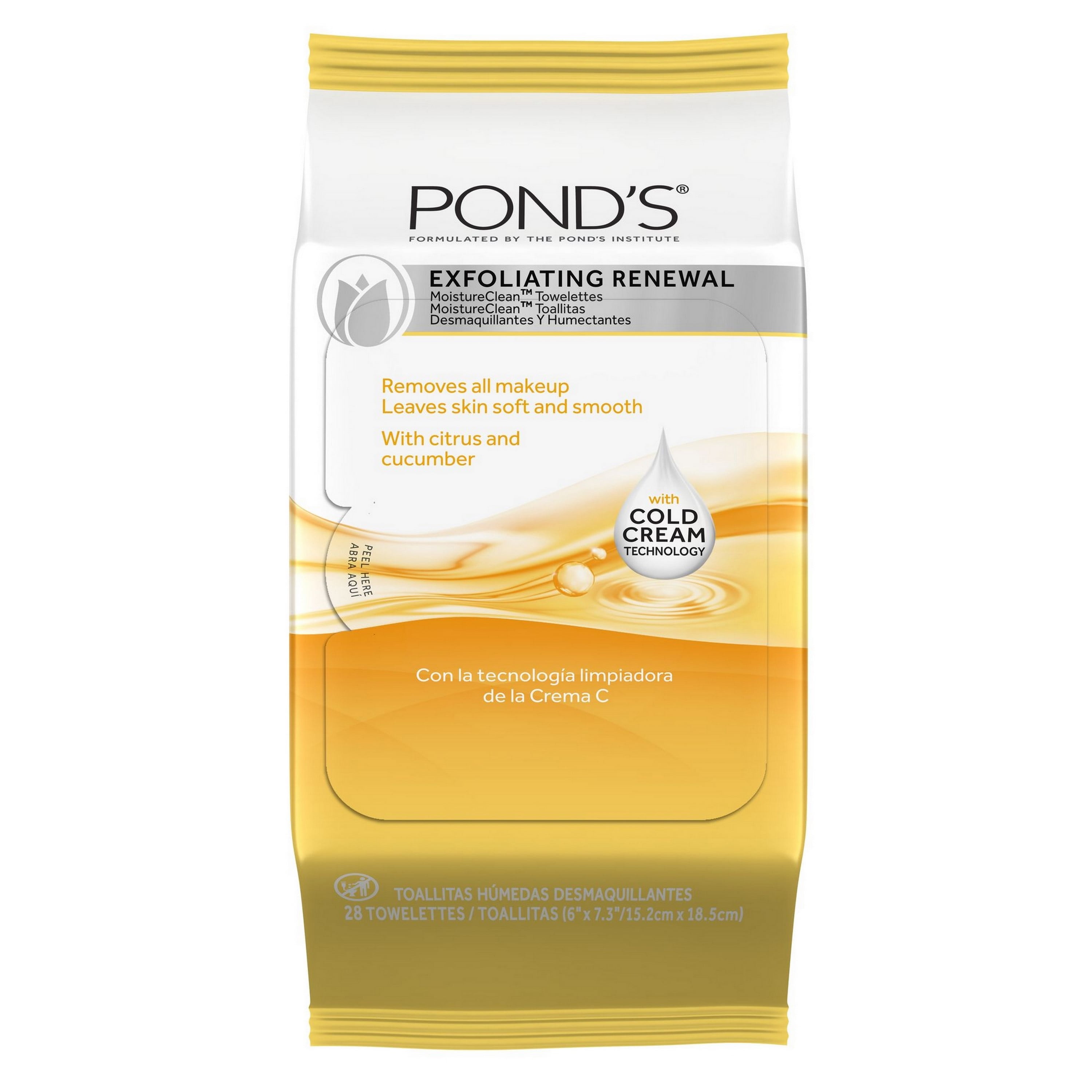 Pond's Moisture Clean Exfoliating Renewal Makeup Wipes, 28 ct Walmart