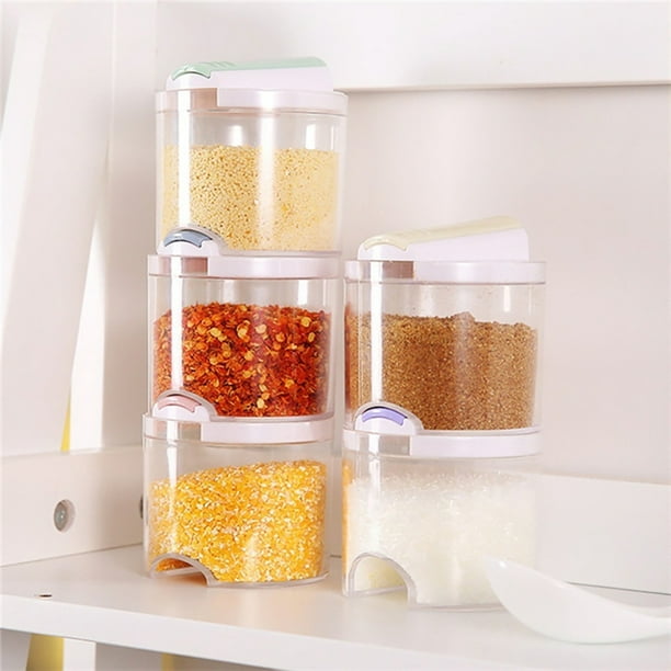 Koszal 5 in 1 Kitchen Spice Jar Condiment Caster Storage Container