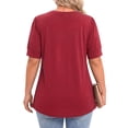 thumbnail image 4 of WellSize Plus Size Women Blouses Casual Button V Neck tunic tops Summer Short Sleeve Shirts, 4 of 7