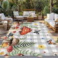 thumbnail image 2 of Spring Mushrooms Outdoor Rug for Patio/Deck/Porch, Non-Slip Large Area Rug 5 x 7 Ft, Farmhouse Pastoral Botanical Gray Plaid Indoor Outdoor Rugs Washable Area Rugs, Camping Rug Carpet Runner, 2 of 8