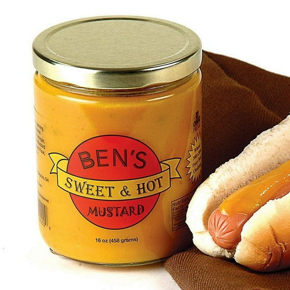 Ben's Sweet & Hot Mustard Condiment Dip All-Natural USA Made 16 Oz Jar
