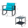 thumbnail image 4 of Patiojoy 3PCS Patio Rattan Wicker Chair Table Set Wicker Rattan Furniture Blue, 4 of 6