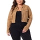 thumbnail image 1 of Conjuntos de botones de jeans de mujer de talla grande Agnes Orinda, chaquetas de mezclilla recortadas 2X marrón, 1 of 6