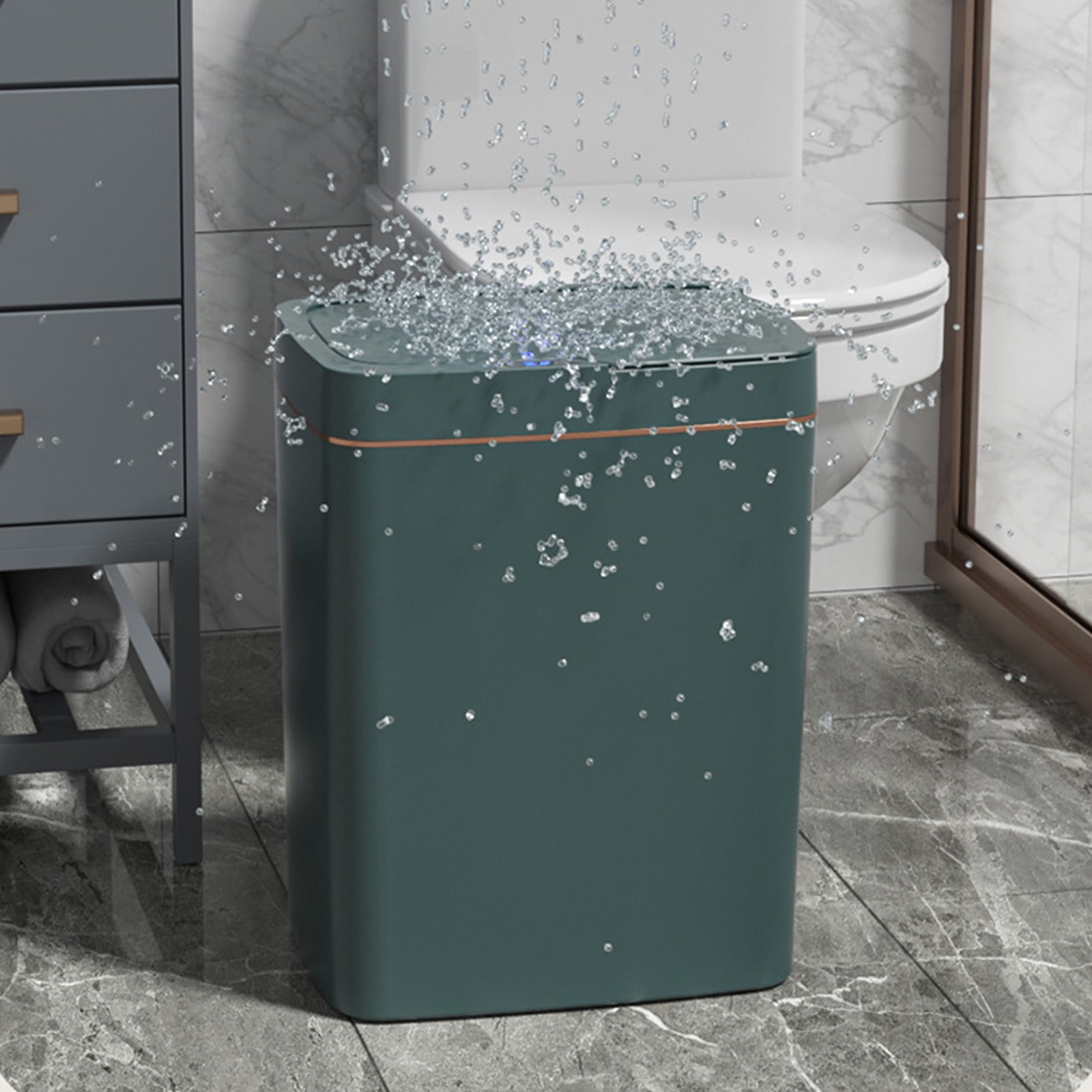 Bathroom Trash can with Automatic Touchless Lid,4 Gallon Motion Sensor Small Garbage Can, Smart Trash Bin for Bedroom, Office, Living Room （Green）