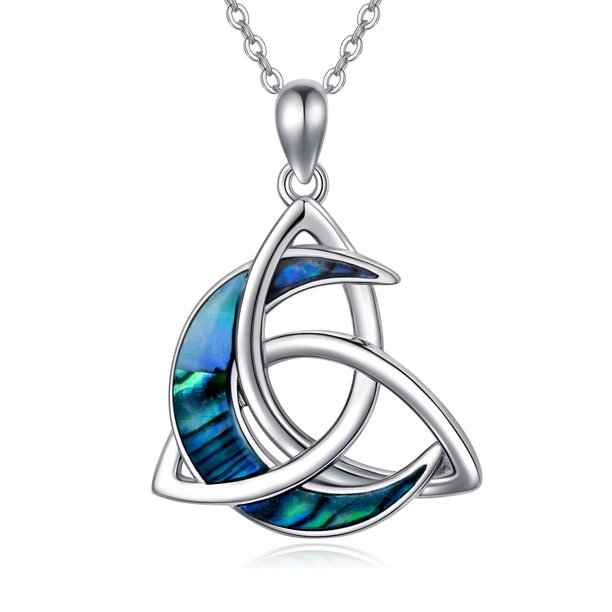 Coachuhhar Celtic Moon Necklace 925 Sterling Silver Abalone Shell ...